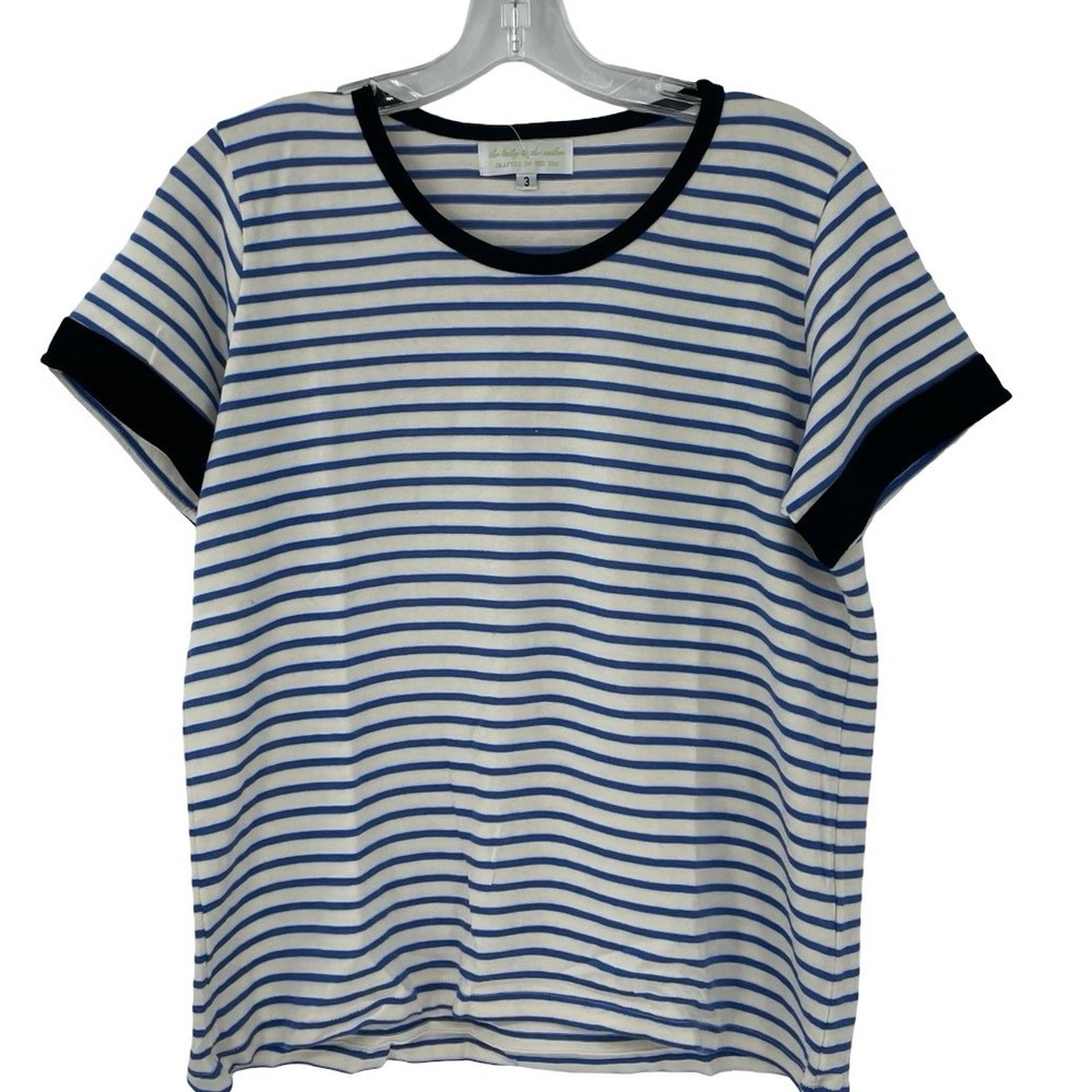 The Lady & The Sailor Women's T-Shirt Striped Blue White Cotton 3